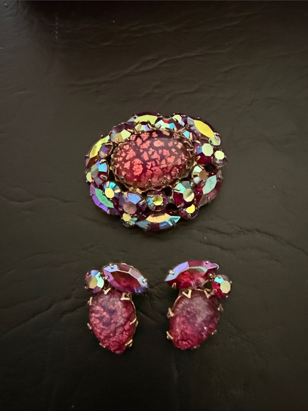 Vintage CoroInspired Brooch and clip on Earring Set